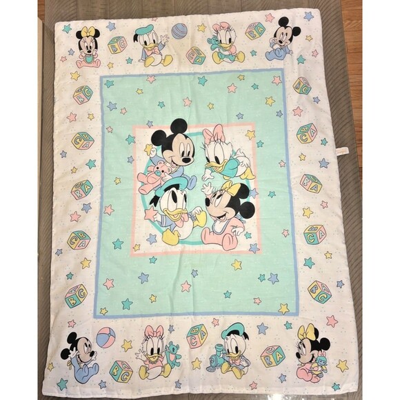 Vintage Dundee Disney Baby Quilted Crib Blanket Minnie Mickey Mouse Donald Daisy - Picture 1 of 5